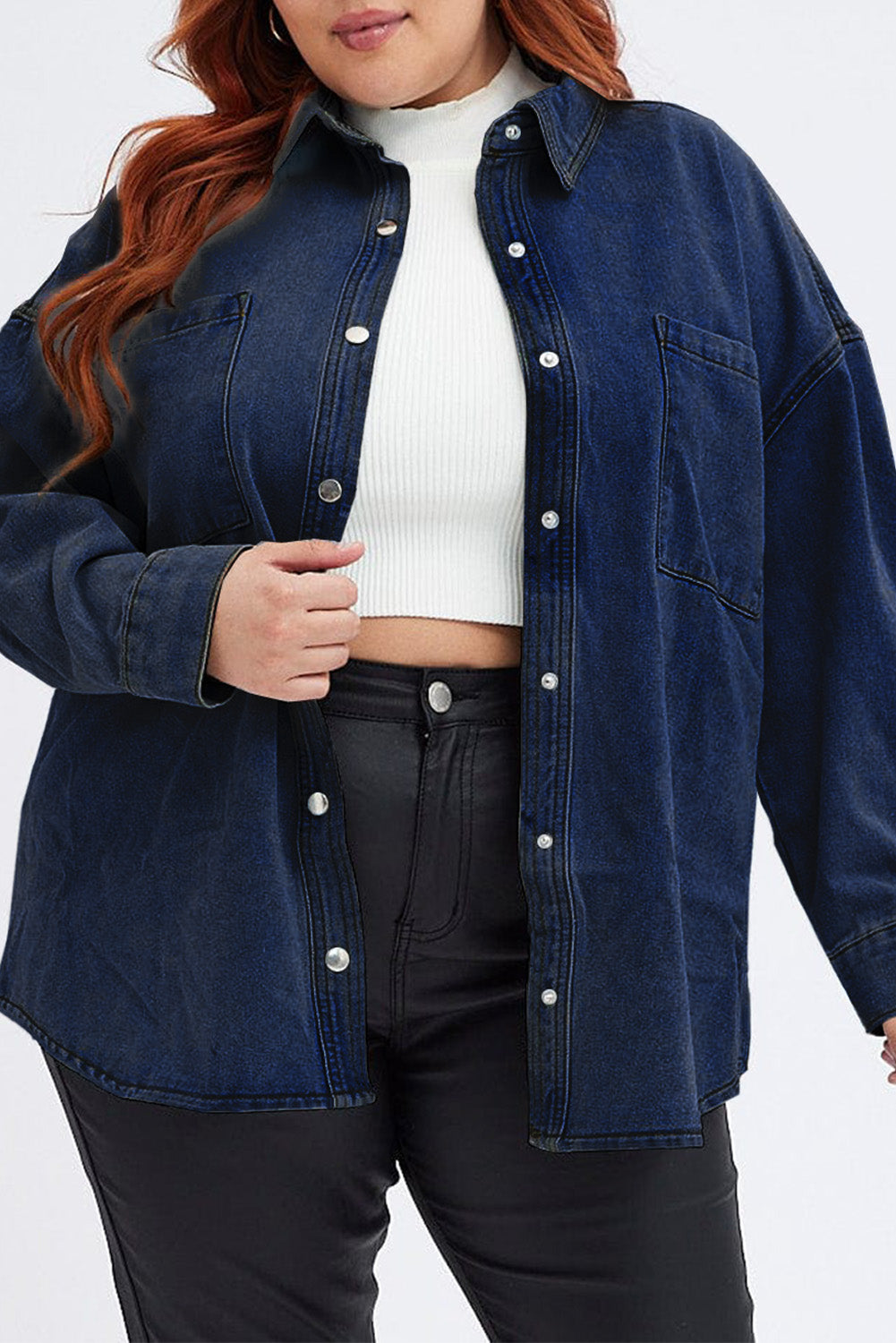 Snap Down Pocketed Denim Jacket