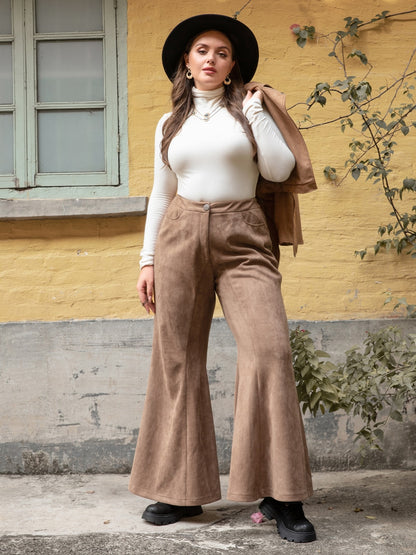 Mocha Pocketed Flare Pants