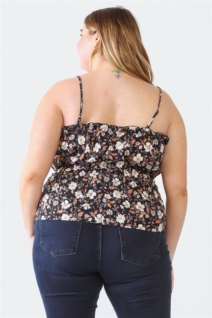 Frill Floral Square Neck Cami