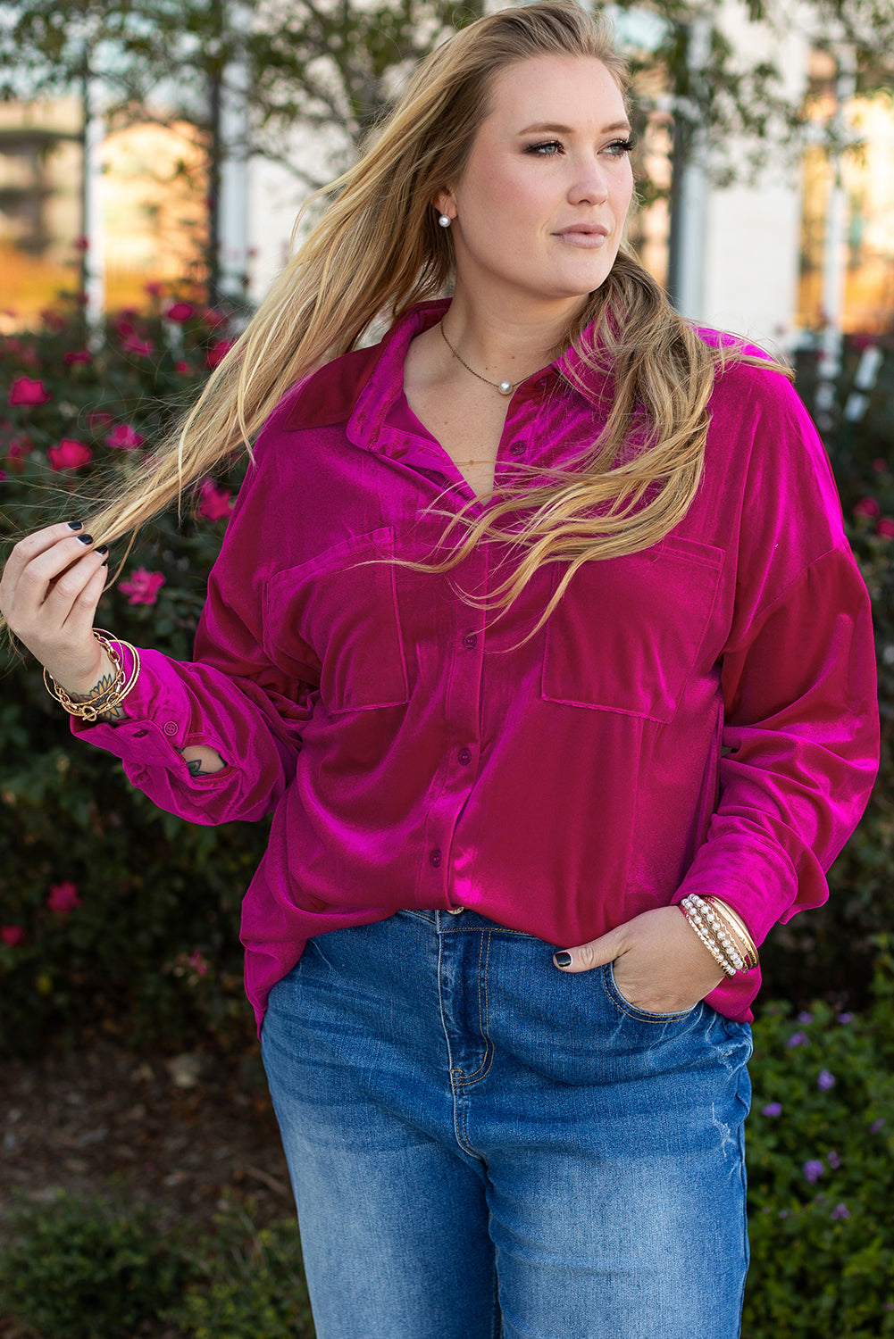 Velvet Button Down Shirt