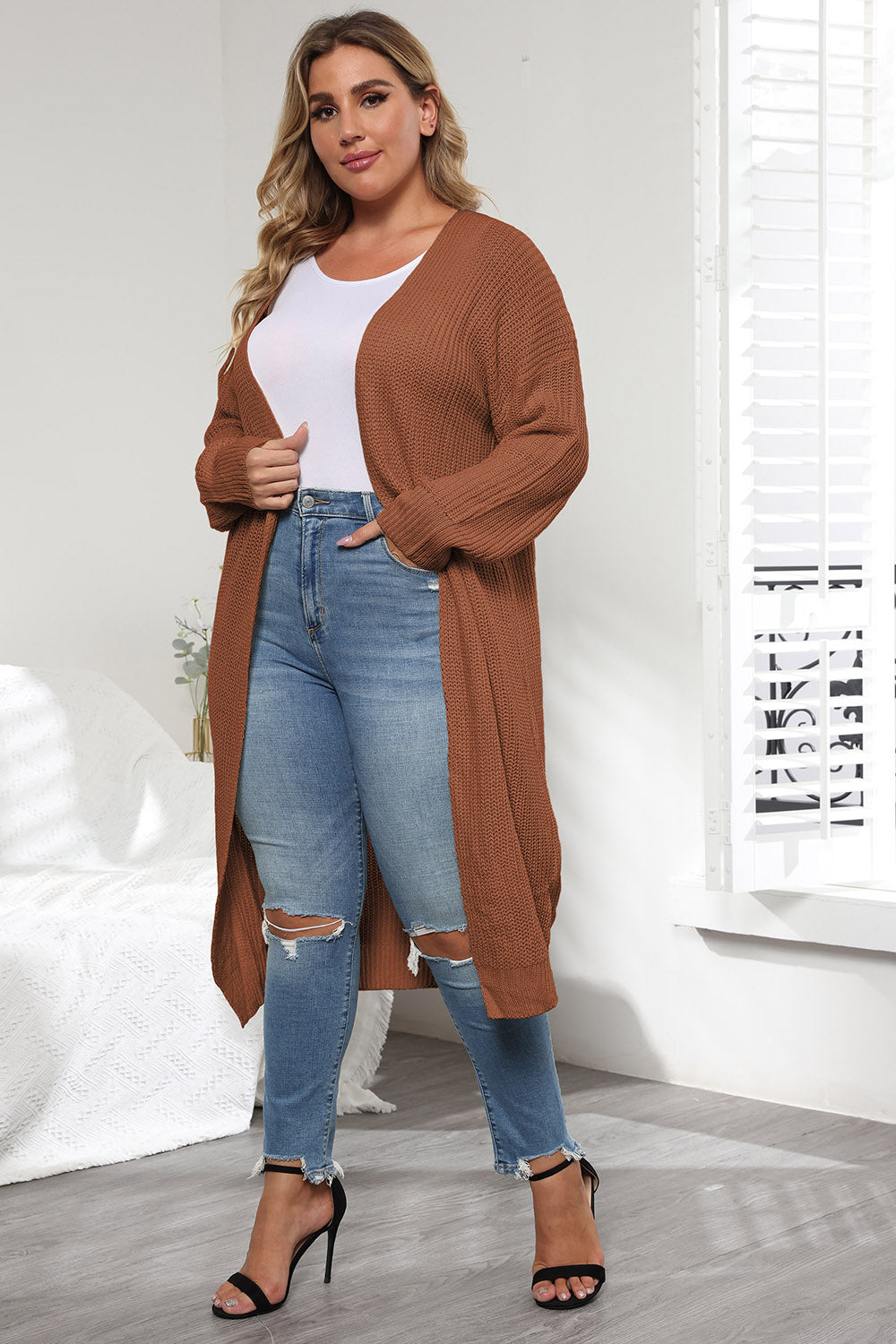 Open Front Long Sleeve Cardigan