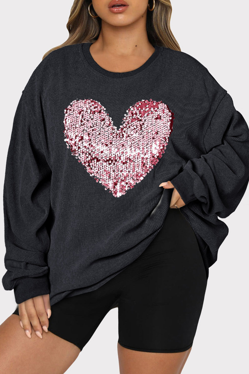 Heart Sequin Sweatshirt