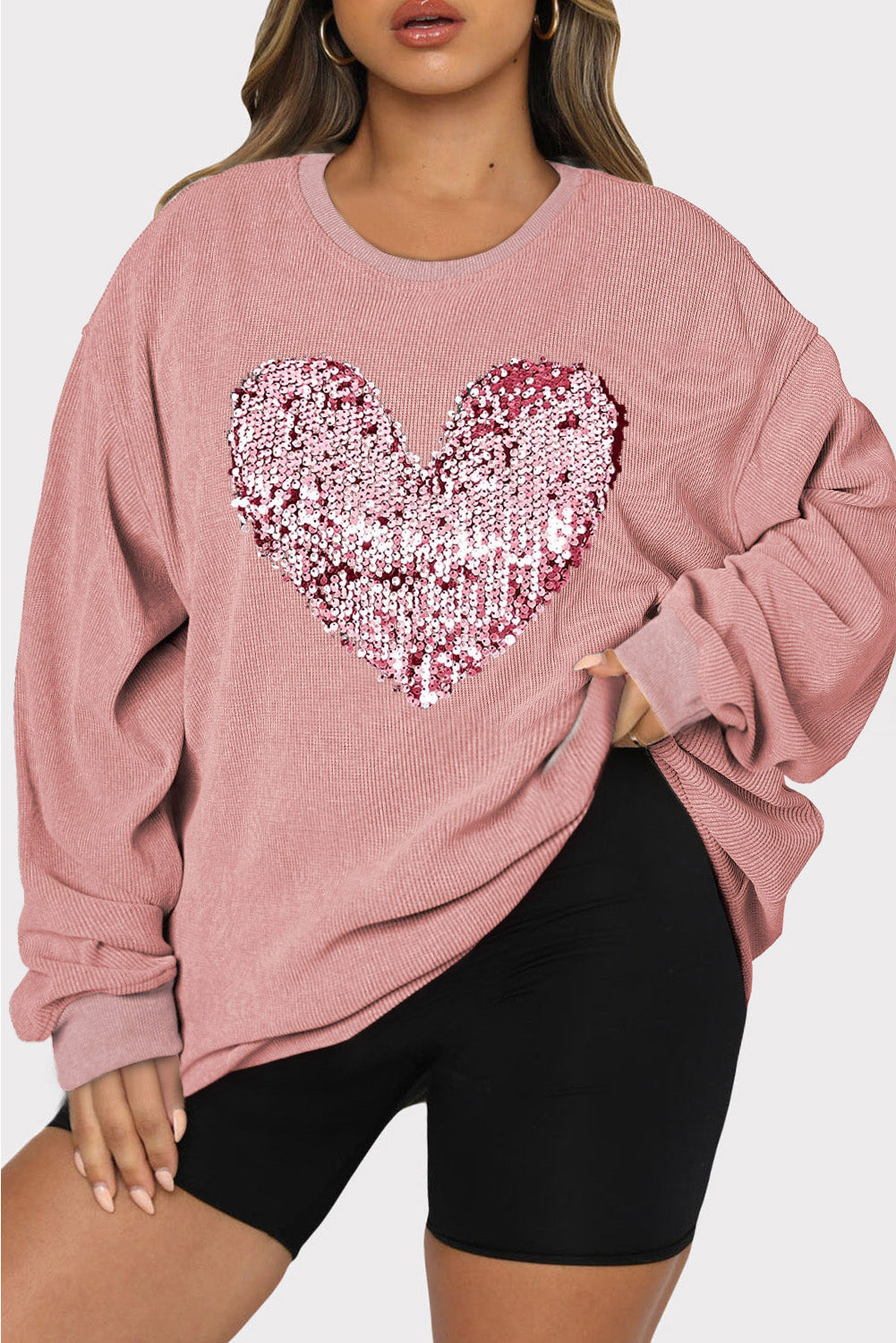 Heart Sequin Sweatshirt