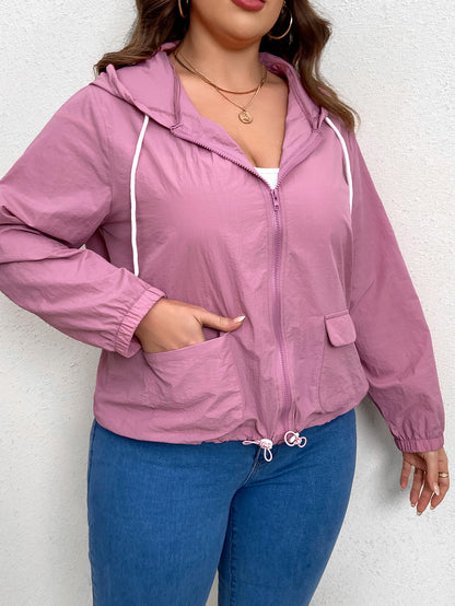 Purple Hooded Jacket with Pockets