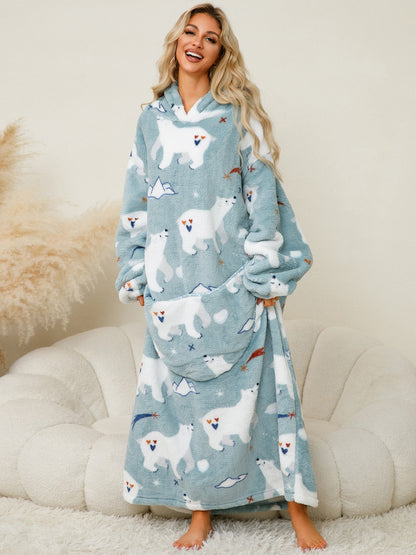 Fuzzy Hooded Lounge Dress