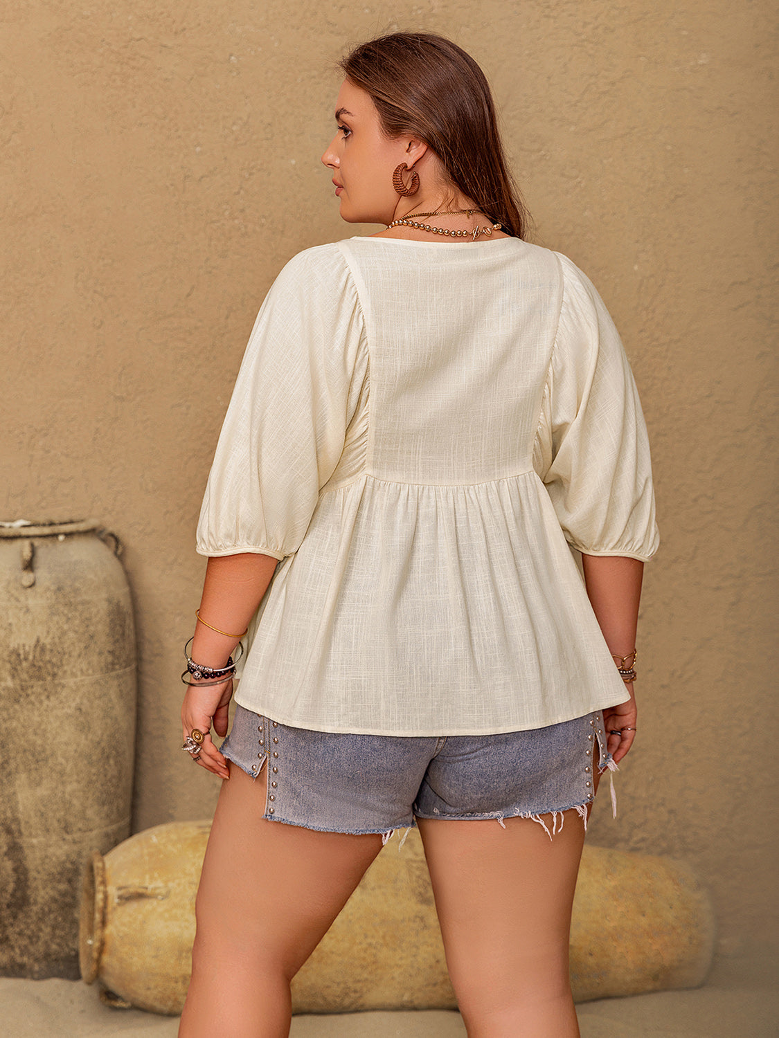 Peplum Half Sleeve Blouse