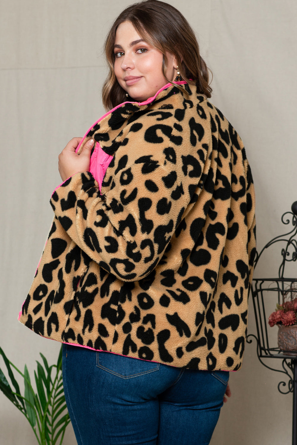 Leopard Zip Up Jacket