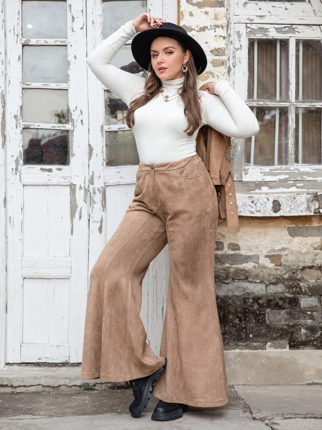 Mocha Pocketed Flare Pants