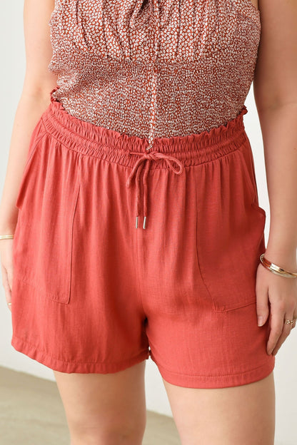 Drawstring Elastic Waist Shorts