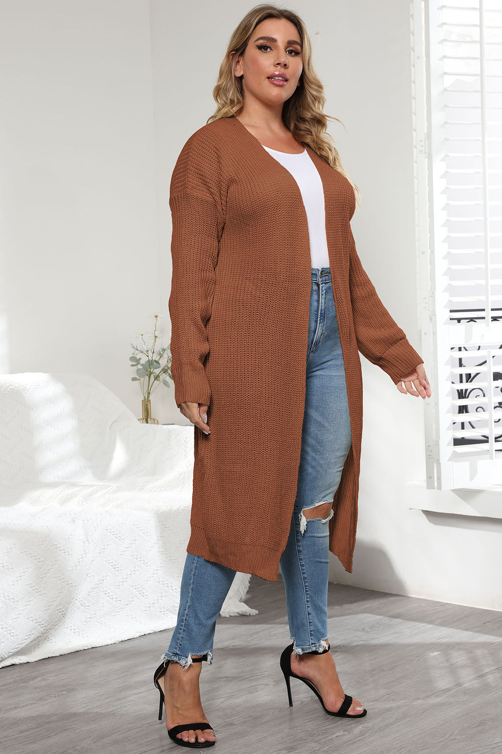 Open Front Long Sleeve Cardigan