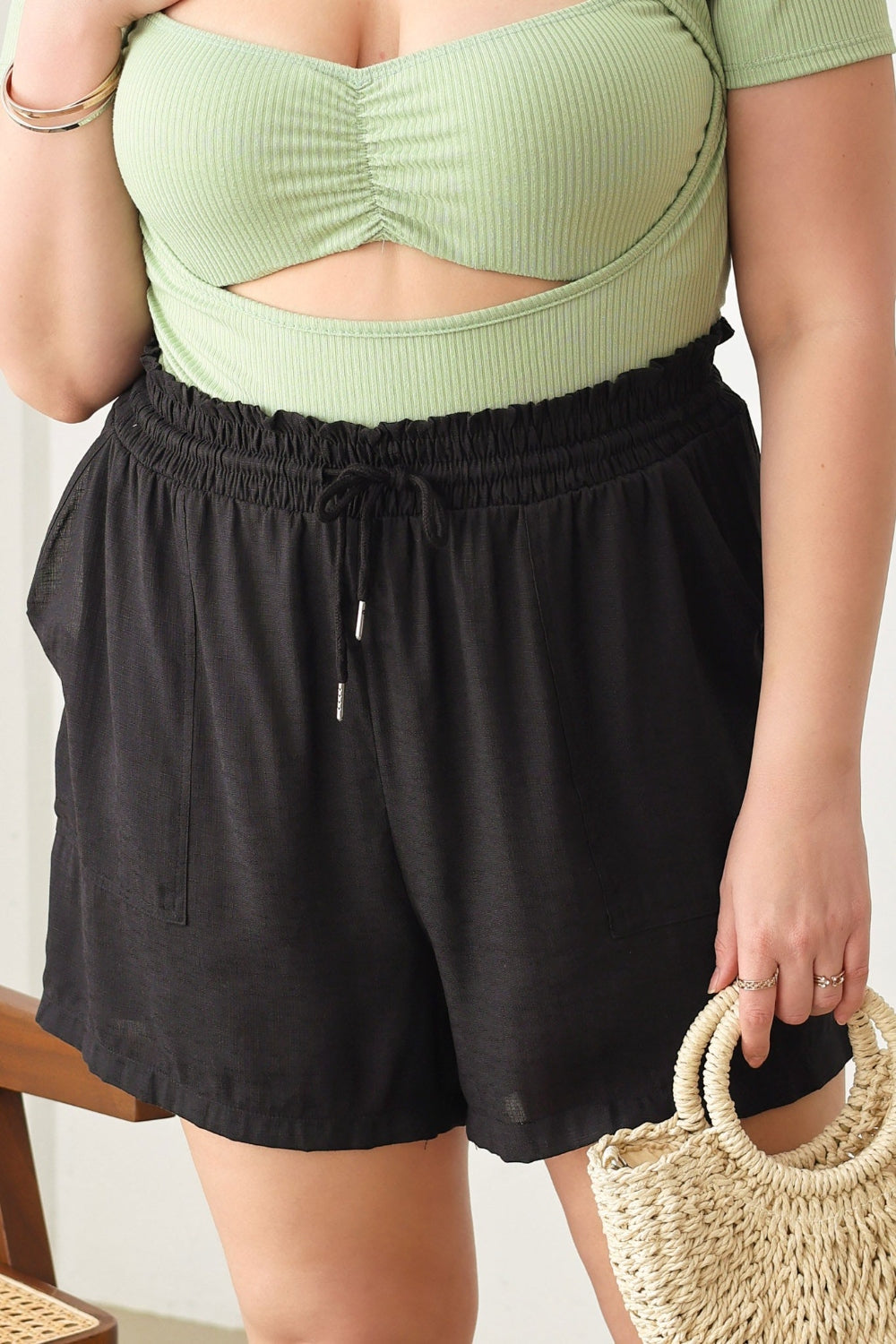 Drawstring Elastic Waist Shorts