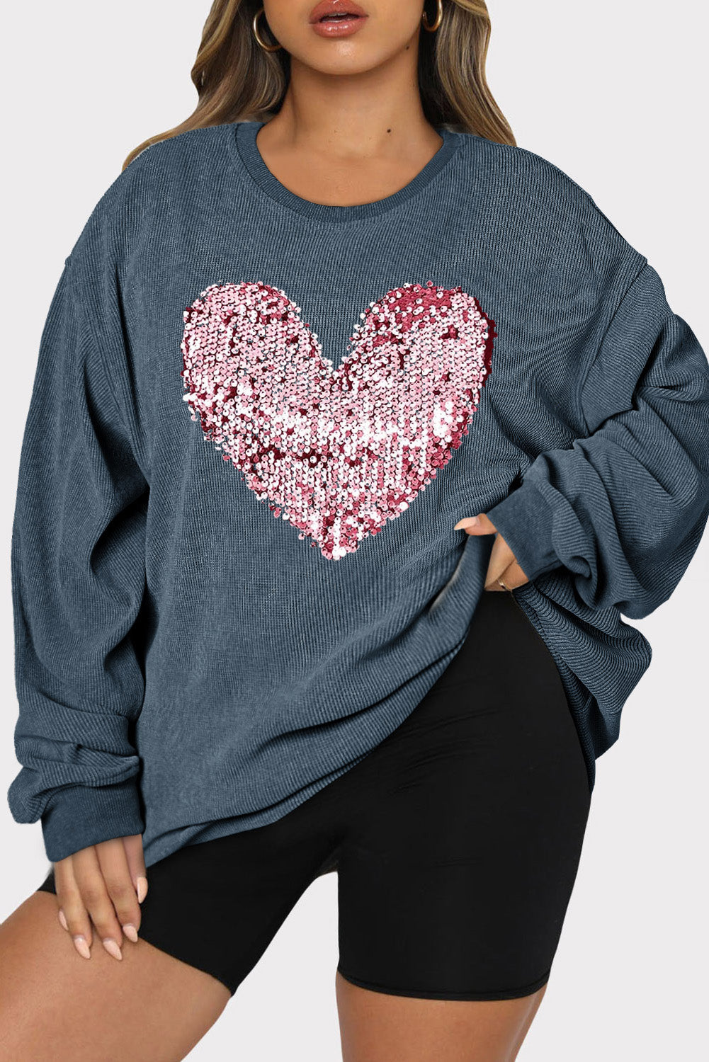 Heart Sequin Sweatshirt