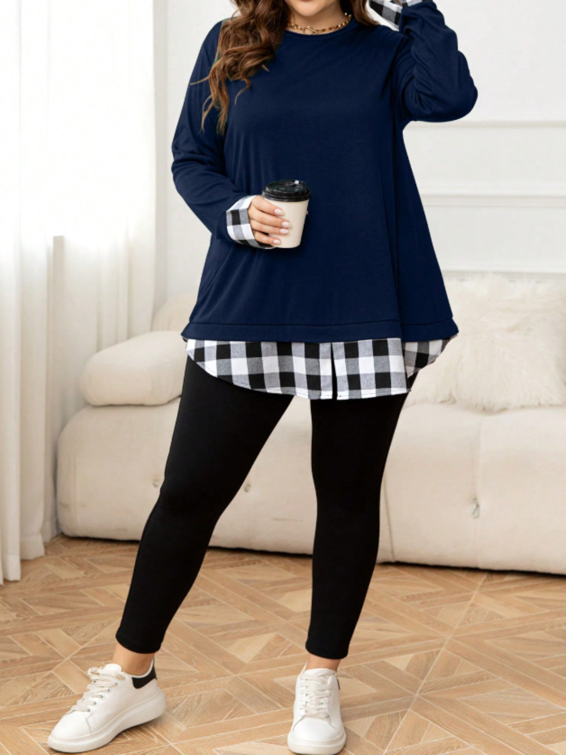 Plaid Long Sleeve Sweatshirt