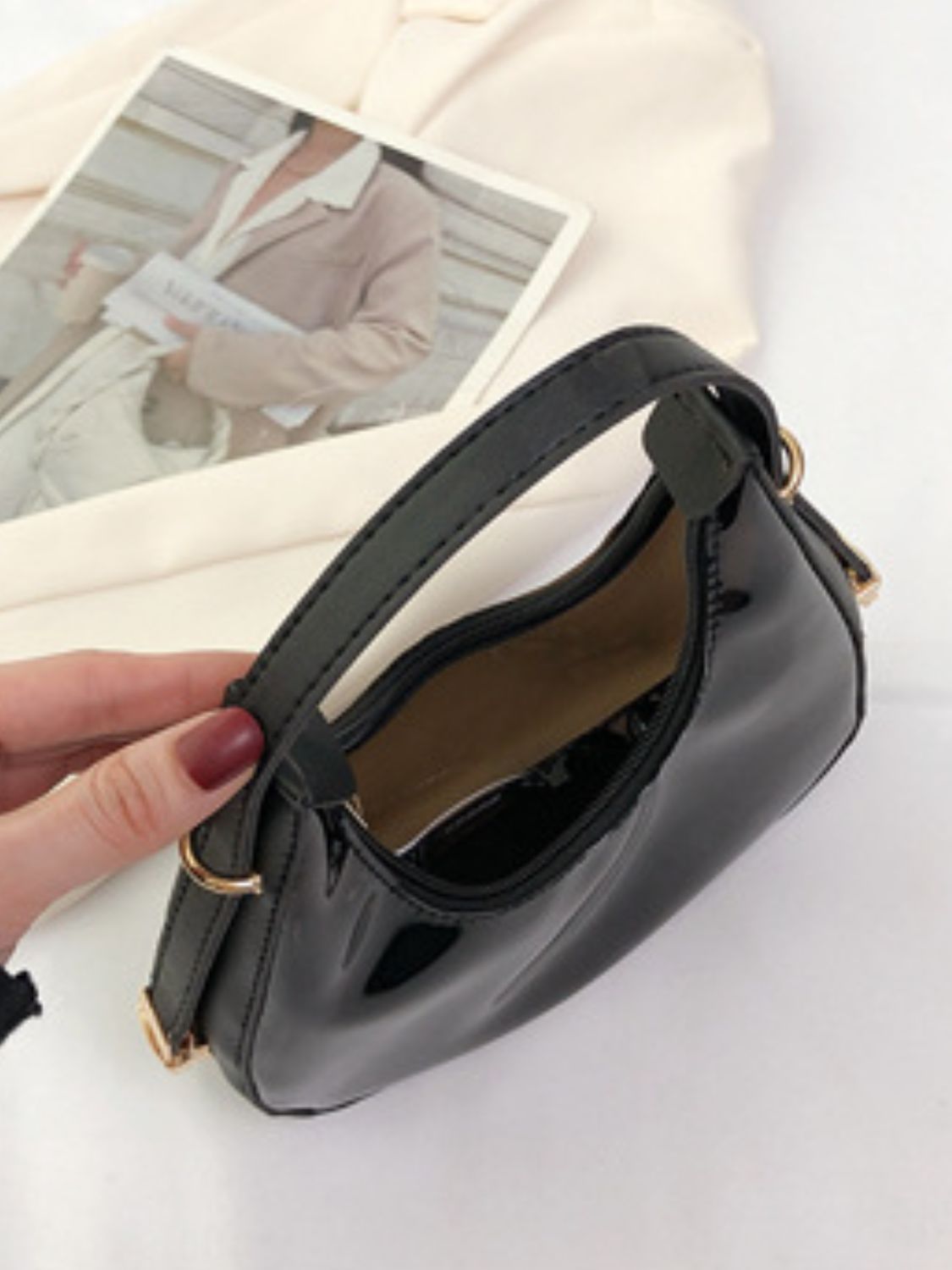 Faux Leather Shoulder Bag