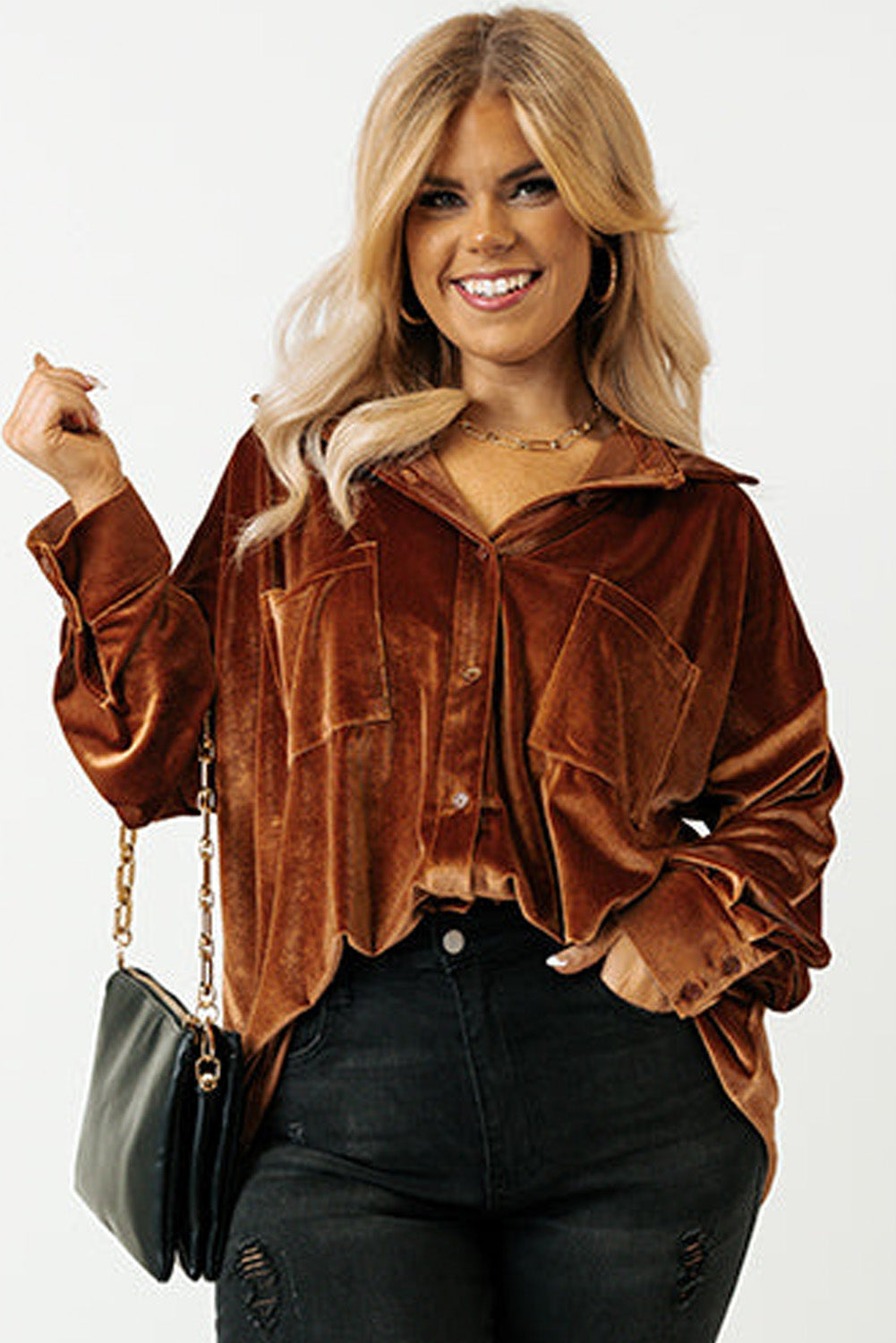 Velvet Button Down Shirt